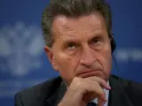 El alemán Günther Oettinger, durante una comparencia, en una imagen de archivo.