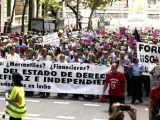Las asociaciones de afectados de Fórum Filatélico y Afinsa durante una manifestación.