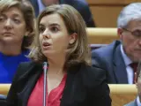 La vicepresidenta del Gobierno, Soraya Sáenz de Santamaría, en la sesión del control del Senado.
