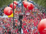 Manifestantes en Londres contra las medidas de austeridad y a favor de mejoras salariales.