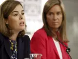 La vicepresidenta del Gobierno, Soraya Sáenz de Santamaría (i), y la ministra de Sanidad, Servicios Sociales e Igualdad, Ana Mato (d), en un Consejo de Ministros.