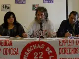 Rueda de prensa de Marchas de la Dignidad ofrecida el 21 de octubre con motivo de las protestas en los Premios Príncipe de Asturias y la Semana de Lucha.