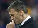 El entrenador del Córdoba CF, Miroslav Djukic, durante el partido que disputó su equipo en el Camp Nou.