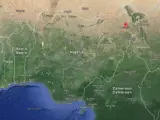 Imagen vía satélite de Nigeria, con la ciudad de Maiduguri señalada.