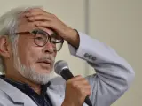 Hayao Miyazaki, durante su rueda de prensa en Tokio en la que explica su retirada.