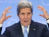 El secretario de Estado de EE UU, John Kerry, habla durante la cumbre internacional dcontra el extremismo violento, celebrada en la Casa Blanca.