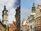A la izquierda la ciudad belga de Mons; a la derecha, la checa Pilsen.