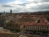 Tarazona (Zaragoza). Plaza De Toros Vieja (Centro) Y Catedral (Izda)