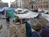 Imagen del campamento del movimiento 15M en la Puerta del Sol.