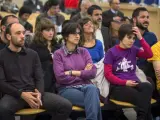 Los indignados juzgados por el asedio el Parlamento catalán, durante la vista en la Audiencia Nacional.