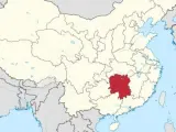 En rojo, la provincia de Hunan donde se ha producido el incendio