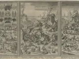 'Die Endzeit, Himmel und Hölle' ('El fin de los días, cielo e infierno'), tríptico de Cornelis Cort (1533-1578), grabador y seguidor temprano de El Bosco. De la segunda impresión de la obra, de 1600, sólo se conserva un ejemplar, que adquirió la pinacoteca y que se expone como una de las piezas más exquisitas de la muestra