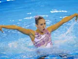 La española Berta Ferreras Sanz compite en la prueba del Programa Libre del Solo de Natación Sincronizada de los I Juegos Europeos Bakú.