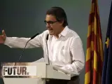 El presidente de la Generalitat, Artur Mas, durante su intervención en una conferencia con la que inicia la campaña de CDC 'Benvinguts al futur' (Bienvenidos al futuro).