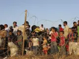 Refugiados sirios en la frontera de Turquía.