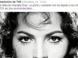 Imagen del tuit del Telediario en el que ha confundido a Marujita Díaz con Sara Montiel.