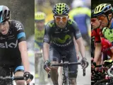 De izquierda a derecha: Vincenzo Nibali, Chris Froome, Nairo Quintana y Alberto Contador.