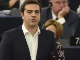 El primer ministro griego, Alexis Tsipras, en el Parlamento Europeo.