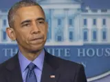 El presidente estadounidense, Barack Obama, se dirige a los medios en la sala de prensa de la Casa Blanca, Washington, Estados Unidos.