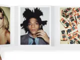 Uno de los pliegos del libro de fotos Polaroid de Warhol. Desde la izquierda, Debbie Harry (Blondie), el pintor Basquiat y bodegón con cajas del detergente Brillo