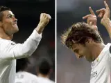 Cristiano Ronaldo (izq) y Raúl González (der), leyendas del Real Madrid.