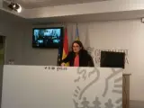 Mònica Oltra en la rueda de prensa tras el pleno del Consell