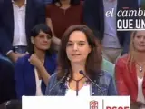 La secretaria general del PSOE de Madrid, Sara Hernández, durante el acto de presentación de los candidatos al Congreso y Senado para las elecciones generales.