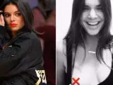Kendall Jenner, en dos imágenes recientes: una en el Staples Center para ver a los Lakers y otra con la que celebró sus 40 millones de seguidores en Instagram.