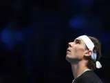 Rafa Nadal tras ser eliminado por Djokovic en la semifinal del Masters Series de Londres.