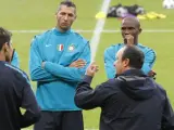 Benítez y Materazzi, entre otros, en un entrenamiento en su etapa en el Inter de Milán en 2010.