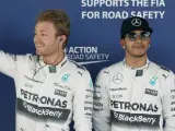 Los pilotos de Mercedes, Nico Rosberg y Lewis Hamilton.