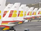 Varios aviones de Iberia en el aeropuerto de Barajas.