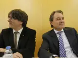 Artur Mas y Carles Puigdemont en la reunión de la ejecutiva de CDC de este lunes