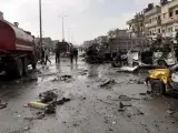 Imagen del atentado en la ciudad siria de Homs.