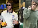 Montaje de fotos con Sacha Baron Cohen ataviado como su personaje de la película 'Grimsby' y el cantante Liam Gallagher.