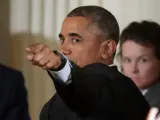 El presidente estadounidense Barack Obama participa durante el evento de celebración del Mes de las Mujeres Históricas en la Casa Blanca en Washington (Estados Unidos).