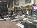 Daños de la explosión en el aeropuerto de Bruselas.
