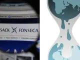 Combo de imágenes del logo del bufete Mossack Fonseca, el origen de los 'papeles de Panamá', y el de WikiLeaks.
