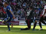 Jamie Vardy celebra uno de sus goles ante el Sunderland.