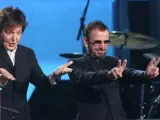 La 56 edición de los premios Grammy vivió un momento histórico: la actuación conjunta de Paul McCartney y Ringo Starr para tocar Queenie Eye.