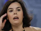 Soraya Sáenz de Santamaría, en la rueda de prensa posterior al Consejo de Ministros.