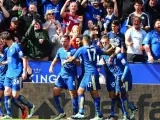 Los jugadores del Leicester City celebran el gol de Jamie Vardy ante el West Ham United.