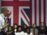 El presidente de Estados Unidos, Barack Obama, en un evento de preguntas y respuestas celebrado con una audiencia formada por jóvenes en la capital británica.
