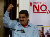 El presidente venezolano, Nicolás Maduro, participa en la manifestación contra la ley de amnistía aprobada en la Asamblea Nacional.