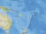 Terremoto en Vanuatu, mapa del epicentro del Servicio Geológico de Estados Unidos.