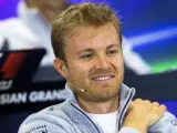 El piloto alemán de Fórmula Uno, Nico Rosberg de Mercedes durante la rueda de prensa.