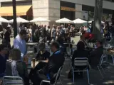 Terraza del Cafe Zúrich de Plaça Catalunya.