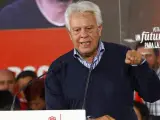 El expresidente del Gobierno Felipe González durante el acto de campaña del PSOE.