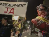 Una manifestación contra Dilma Rousseff, en Brasil.