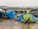 El campamento de Idomeni, tras las lluvias.